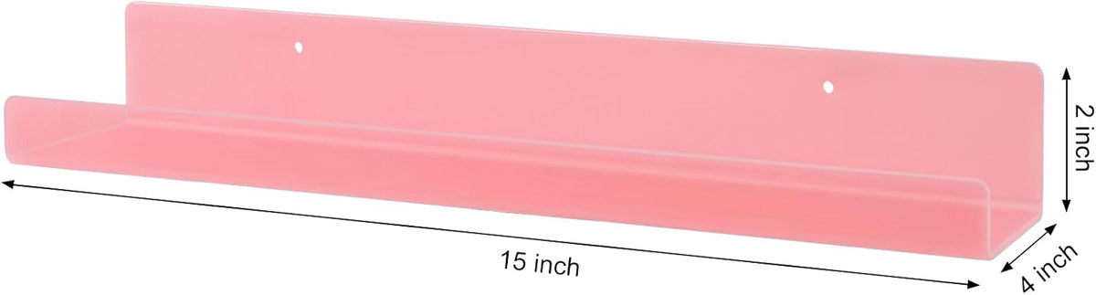 Dezzer 6 Pack Acrylic Shelves for Wall, 15" Acrylic Floating Shelves for Bathroom Bedroom, Invisible Bookshelf Wall