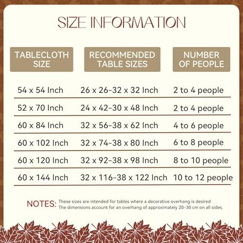 Romanstile Fall Thanksgiving Rectangle Tablecloth 60 x 144 Inch, Orange