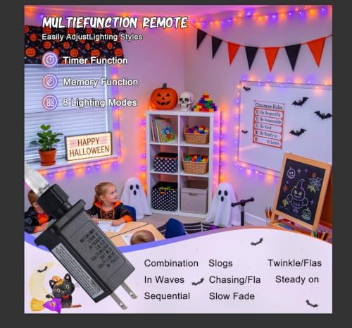 JMEXSUSS 200 LED Halloween Lights Outdoor Orange & Purple Halloween Lights