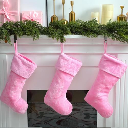 12 Pcs Christmas Stocking 18" Plush,Pink
