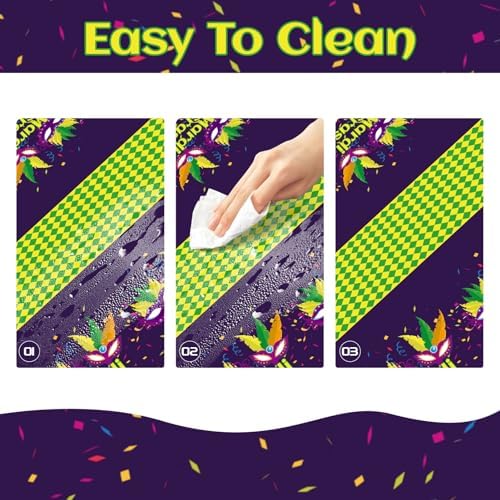 Childom Mardi Gras Decorations,3 Pack Disposable Plastic Tablecloths for Rectangle Table 54" x 108" Mardi Gras Tablecloths for Party Decor,Table Cloths for Birthday,Home,Dinner,Carnival,Party Supplies