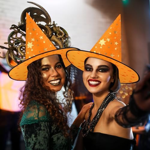 Newcotte 16 Pieces Witch Hats Halloween Costumes for Women Men Modern Witch Hats Fancy Dress Party Decorations
