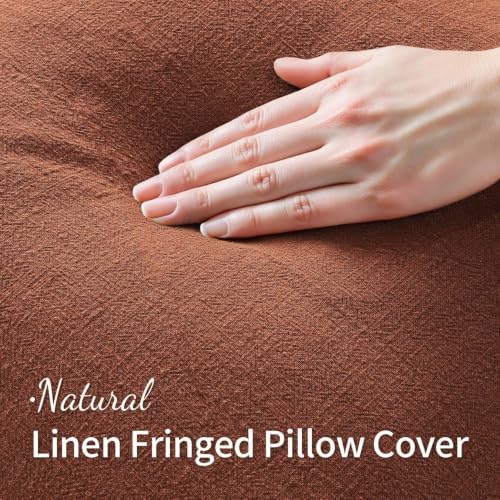 MIULEE Linen Fringe Decorative Fall Throw Pillow Covers Late Autumn 20x20