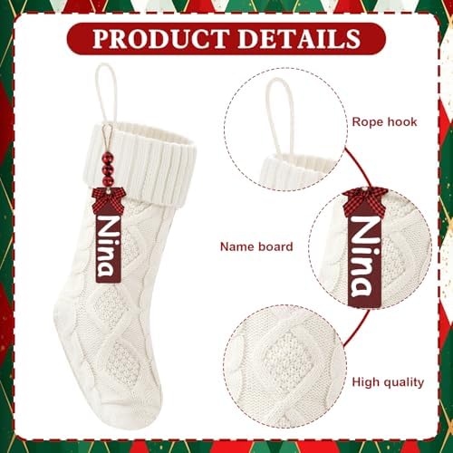 Christmas Stockings 18 Inches,Long Knitted Stocking with Name Tags