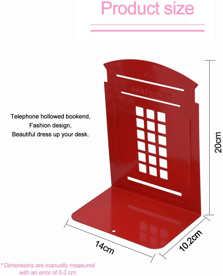 Metal Bookends / Book Ends / Red / Set of 4