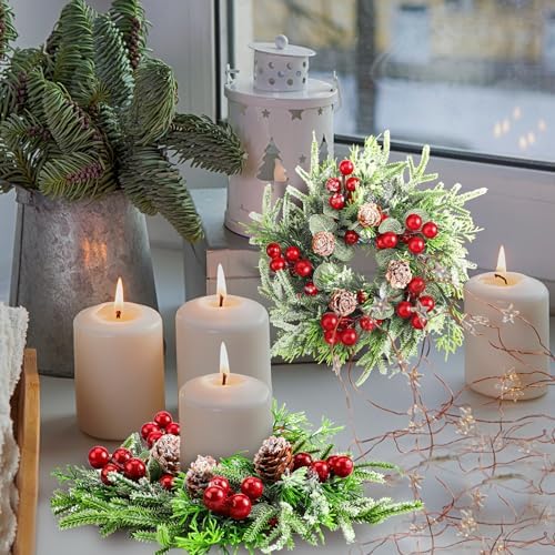 4 Pcs Christmas Candle Ring Wreath Small Kitchen Cabinet Table Decor
