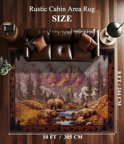 YIHOUSE 8x10 Mountain Bear Area Rugs for Living Room