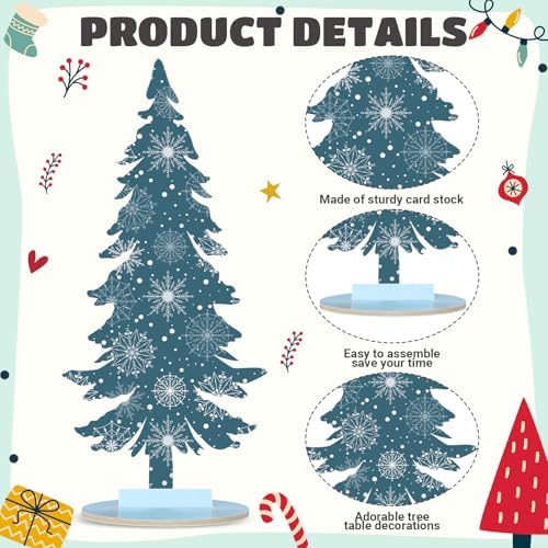Namalu 16 Pcs Merry Christmas Tree Centerpiece Buffalo Plaid Snowflake