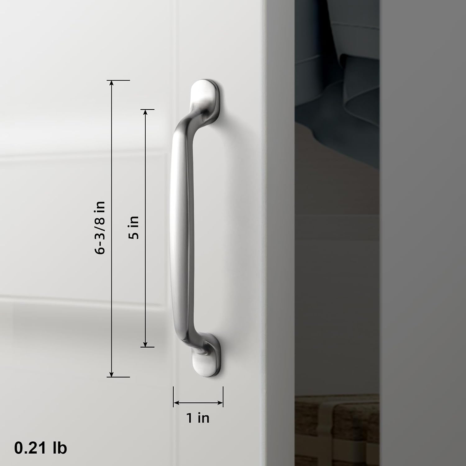 Curved Design Contemporary / 5" Center To Center / Modern / Satin Nickel / Set of 6
