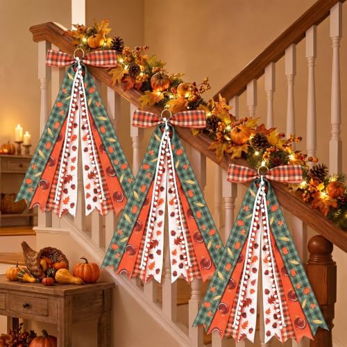 2 Pack Thanksgiving Large Wreath Ribbon Bow for Front Door