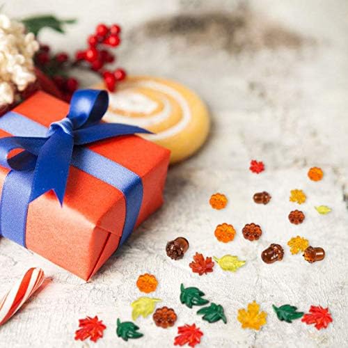 84 Pcs Acrylic Leaves Mini Pumpkin Maple Leaves Acorns Crystals, 5 Colors