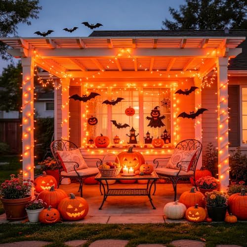 JMEXSUSS 100 LED Orange and Purple Color Changing Halloween String Lights