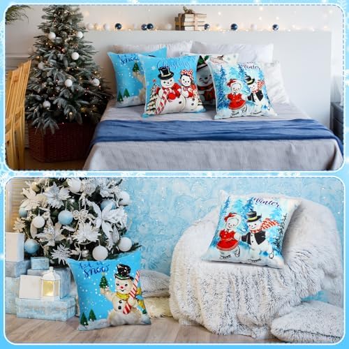 GlikCeil Set of 16 Halloween Pillow Covers 18 x 18 Inch Holiday Throw Pillow Covers Christmas Winter Fall Seasonal Pillowcases Decorative Cushion Pillowcases for Farmhouse Home Couch Sofa Decor