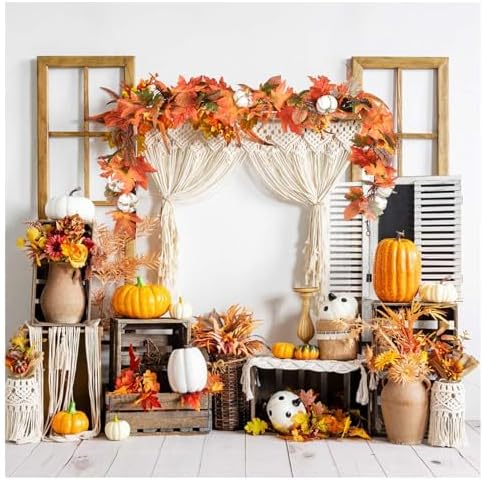 DearHouse 6ft Pumpkin Fall Maple Leaves Garland - Artificial Autumn Foliage Hanging Vine for Thanksgiving, Home, Wedding, Fireplace, Party, Christmas Decor (Orange & Brown)