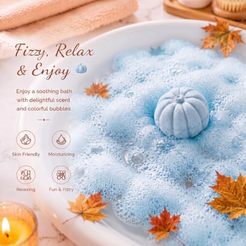 Lounsweer 24 Pack Little Pumpkin Bath Bombs Fall Baby Shower Favors,Blue