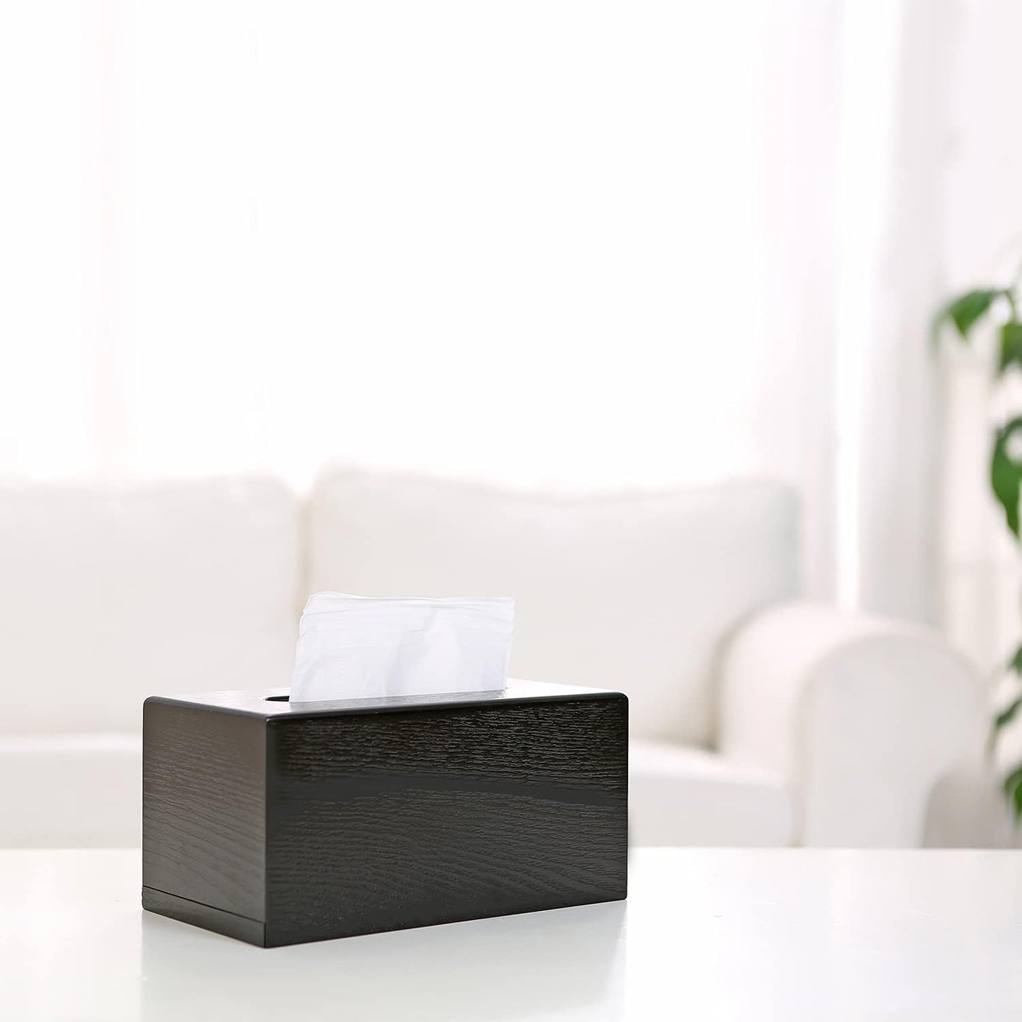 Modern Grain Tissue Box Cover / Black Wood