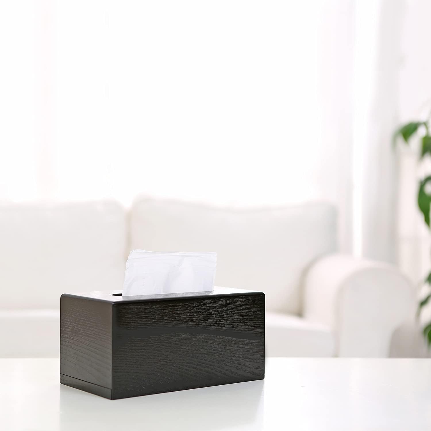 Modern Grain Tissue Box Cover / Black Wood