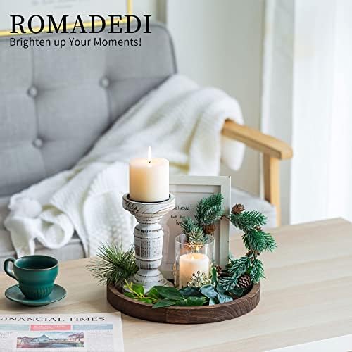 Romadedi Rustic Wood Decorative Candle Tray, 11 in
