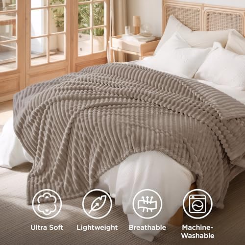 Bedsure Soft King Size Blankets for Bed Light Brown 108"x90"