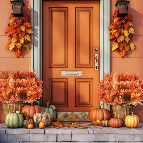 Thiccywoov 12 Pcs Fall Artificial Oak Leaves Autumn Decor, Withered Yellow