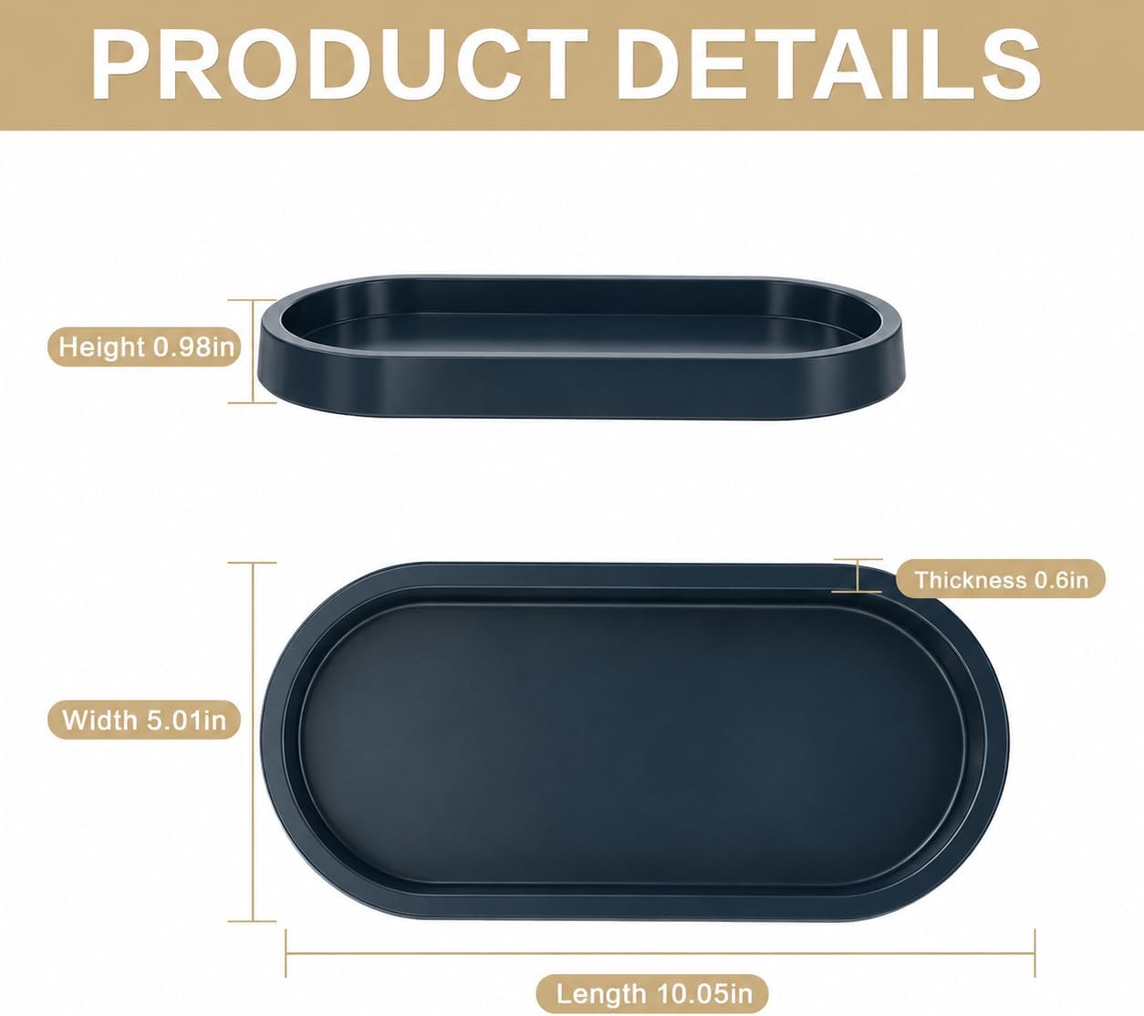 Soap Tray / Vanity Tray / 10.1 x 5 x 1 / Dark Blue
