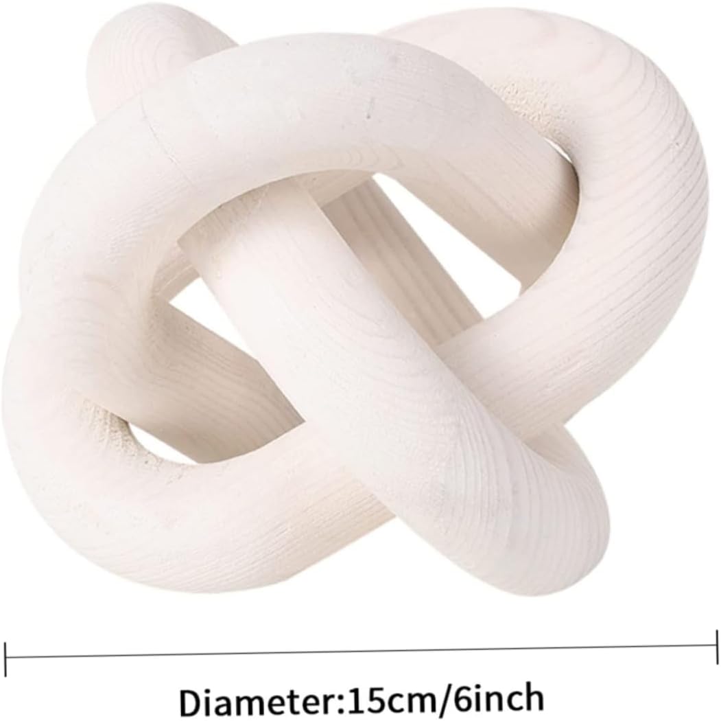 Wood Chain Link Decor 3 Link Wood Knot Decor Carved Decorative Chain Knot / White