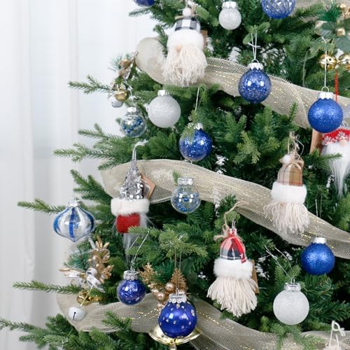 34PCS Blue/White Christmas Ball Ornaments Set for Tree Decorations