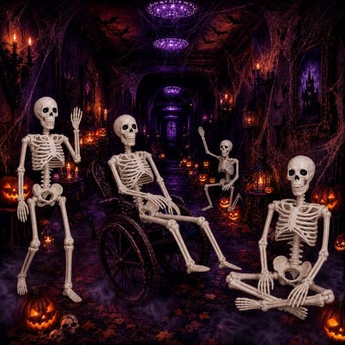Abakuku 36" Halloween Skeleton Decorations,Human Bones for Halloween Party with Movable Joints,for Haunted Houses, Front Lawn, Graveyard Props