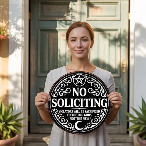 Gothic Gifts No Soliciting Sign for House Front Door, Witchy Gift No Soliciting Sign for Halloween
