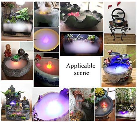 Halloween Party Mist Maker,Ultrasonic Water Pond Fountain Fogger 9 LED Red Yellow and Blue Light Flashes Aluminum Atomizer Air Humidifier for and Rockery Fish Tank Vase Birdbath Deco