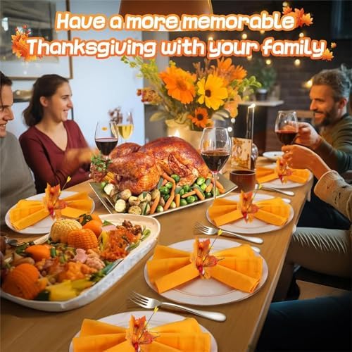 Generic 6 PCS Halloween Orange Pumpkin Maple Leaf Napkin Ring Autumn Maple Napkin Ring Buckles for Halloween Thanksgiving Party Dinner Table Decor