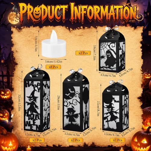 8 Sets Halloween Centerpiece Table Decorations Light up Paper Lantern Box