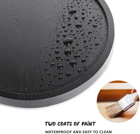Round Decorative Tray Wood Bathroom Counter Organizer Farmhouse Kitchen Decor / Black / Set of 10