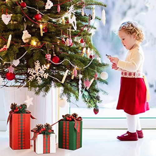 Amyhill 3 Pcs Christmas Table Centerpieces Christmas Wooden Present Decor