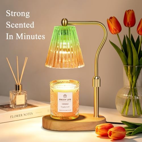 seenlast Green Gold Candle Warmer Lamp with Timer Dimmer Adjustable Height,Mothers Day Gifts,Electric Wax Warmer