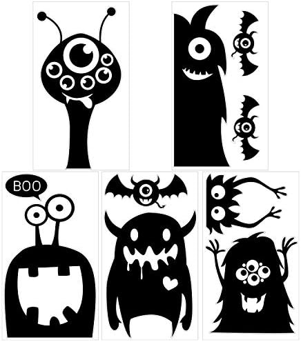 CCINEE 10PCS Giant Halloween Window Clings Novelty Cute Wiggly Monster Window Decal Stickers for Halloween Decoration Supply