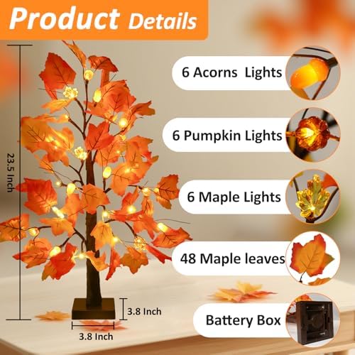 Joyhalo 2 Pack 23.5 Inch Fall Trees with Lights
