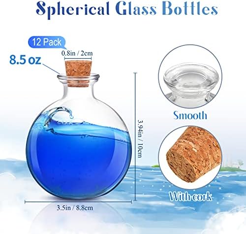 12 Pcs 8.5 oz Glass Potion Bottles with Cork, Halloween DIY Crafts Bottle