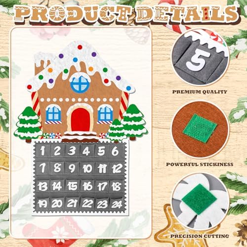 Watersay Christmas Felt Countdown Advent Calendar Wall Decor with 24 Pocket