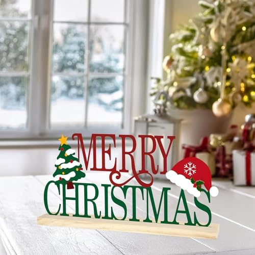 Metal Metal Merry Sign Decorations for Home Party Shelf Mantel