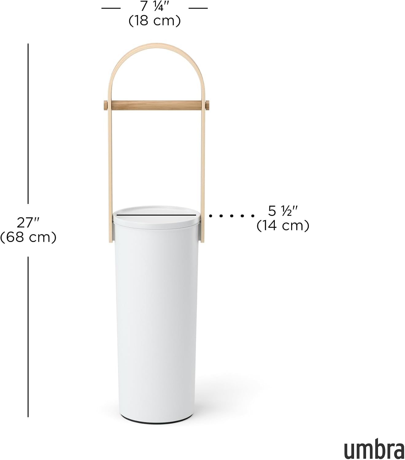 Umbra Bellwood Toilet Paper Holder, with Storage, 3 Rolls, White/Natural | Wood accents, compact for small spaces
