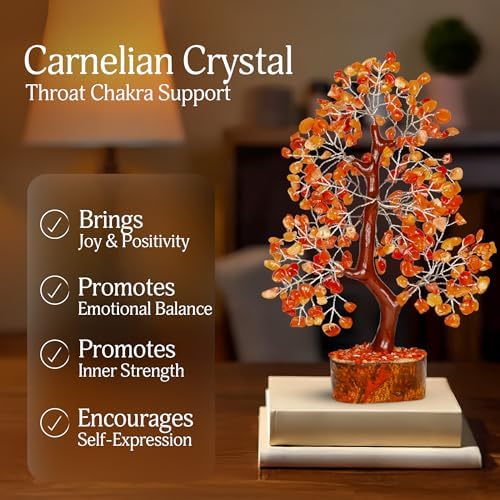 YATSKIA Carnelian Crystal Tree | Crystal Gem Tree | Gemstones and Crystals | Gemstones and Crystals | Desk Decor for