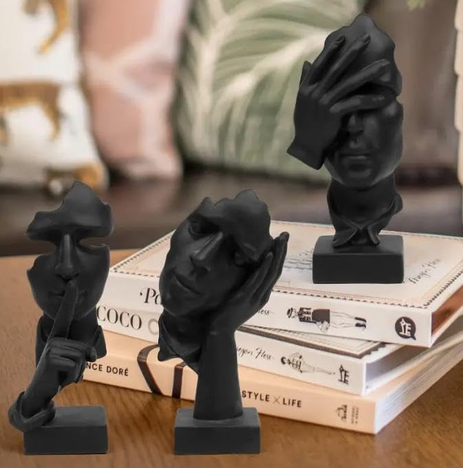 Resin Statues / Thinker Statue / Black / Set of 3