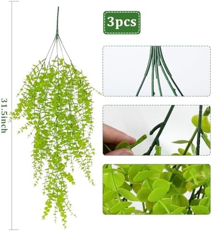 RECUTMS Fake Hanging Plants Faux Vines Leaves Artificial Green Money Plants