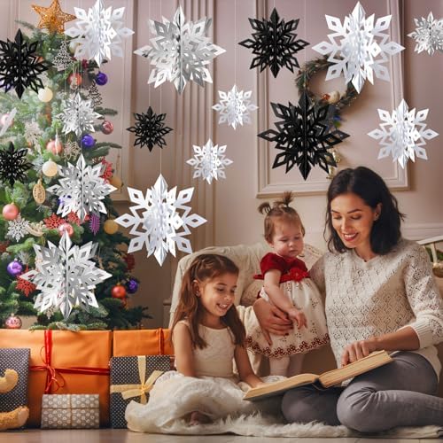 24PCS Hanging Snowflake Decorations Winter Wonderland Party Supplies