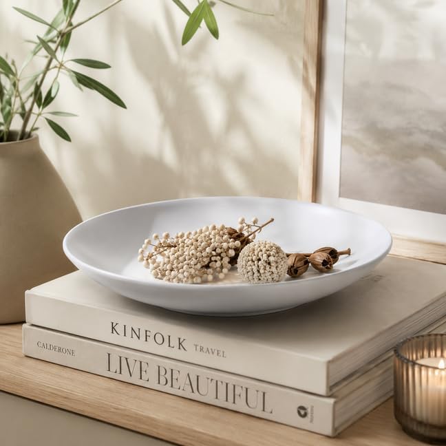 Large Ceramic Catchall Tray for Entryway / White / 12.6 Inch