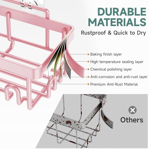 Veken Large Capacity Shower Caddy 6-Pack, No Drilling & Rustproof, Adhesive Shower Shelves with Soap Holder, Bathroom
