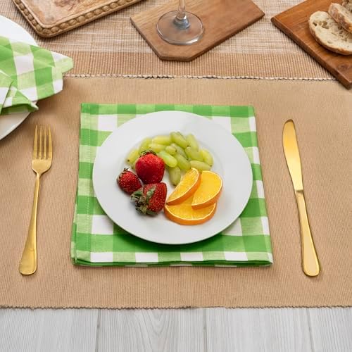Blue Needles Gingham Buffalo Plaid Cotton Dinner Napkins Set of 12-18"x18"