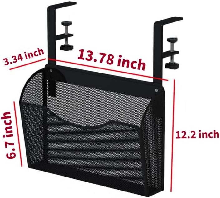 INLDY Under Desk Drawer, Desk Side Storage, Hanging Desks Organizer, Clamp On Mesh Metal Desks Organizer for Office and
