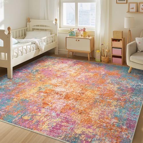RELEANY Washable 6'x9' Abstract Area Rug for Living Room Starlight